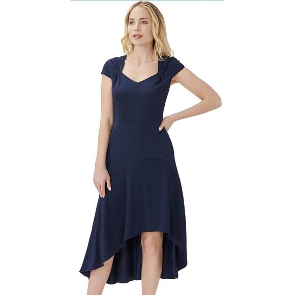 ADRIANNA PAPELL Womens Cap Sleeve Sweetheart Neckline Midi Party Hi-Lo Dress 14 - Picture 3 of 10